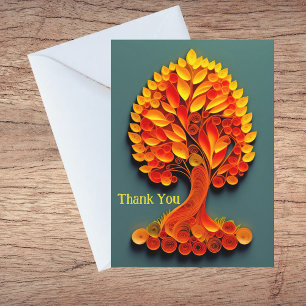Cartão De Festividades Ilustração de árvore de outono laranja em quilling