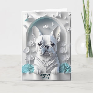 Cartão De Festividades Ilustração de Bulldog Francês com recorte de papel