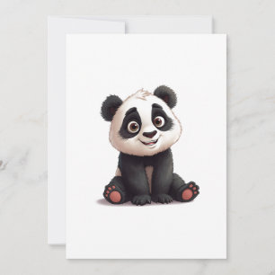 Cartão De Festividades Ilustração de Desenho Animado de Panda Sentado