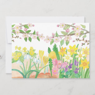 Cartão De Festividades Ilustração de Flores de Maçã e Flores de Primavera