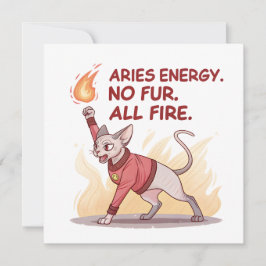 Cartão De Festividades Ilustração de Gato Sphynx Fogo da Energia de Áries
