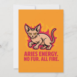 Cartão De Festividades Ilustração de Gato Sphynx Fogo da Energia de Áries