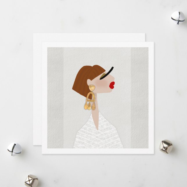 Cartão De Festividades Ilustração de Moda Sentindo-se Fabulosa (Frente/Verso In Situ)