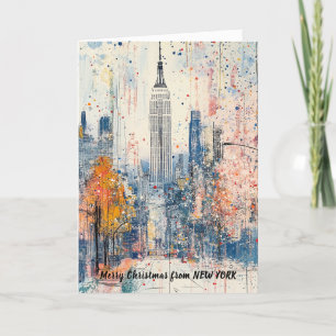 Cartão De Festividades Ilustração de Natal Personalizada de NYC