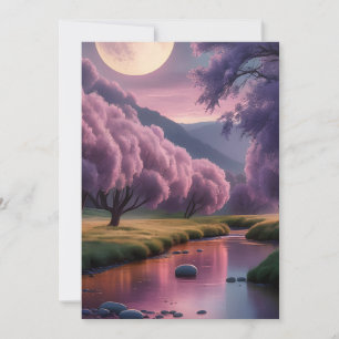 Cartão De Festividades Ilustração de Paisagem de Sonho Fantasia à Luz da 
