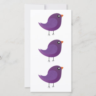 Cartão De Festividades Ilustração de Passarinho Roxo Fofo