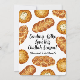 Cartão De Festividades Ilustração de Piada de Hanukkah – Latkes e Challah