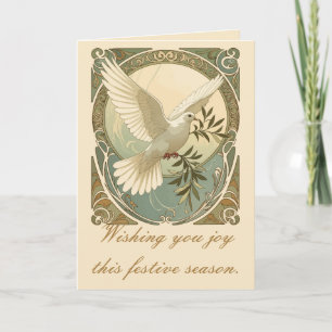 Cartão De Festividades Ilustração de Pombo Estilizado Art Nouveau de Nata