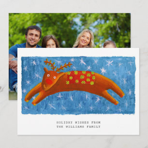 Cartão De Festividades Ilustração de Rena Natalina Fofa Foto