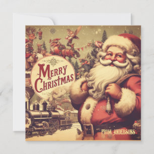 Cartão De Festividades Ilustração de retrato de safra única Santa Claus