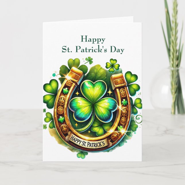 Cartão De Festividades Ilustração de Shamrocks Verdes na Irlanda (Frente)