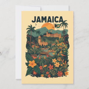 Cartão De Festividades Ilustração de Viagem Jamaica Estilo Vintage