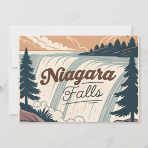 Cartão De Festividades Ilustração de Viagem Retro Antiga das Cataratas do