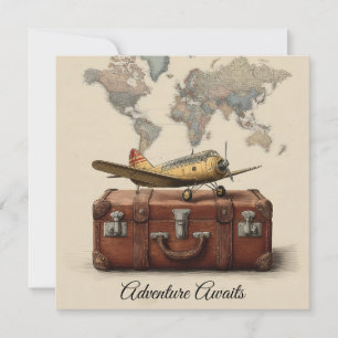 Cartão De Festividades Ilustração de viagens vintage com um Plano