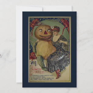Cartão De Festividades Ilustração Divertida de Halloween Antiga