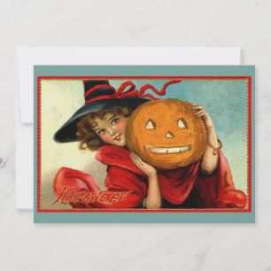 Cartão De Festividades Ilustração Divertida Vintage de Halloween