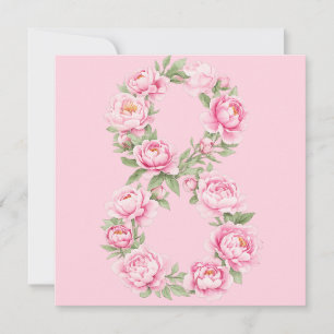 Cartão De Festividades Ilustração Elegante de Flor de Peônia para 8 de Ma
