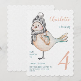 Cartão De Festividades Ilustração em Aquarela de um Adorável Pardal de In