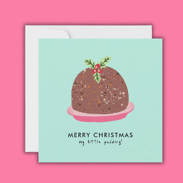 Cartão De Festividades Ilustração Moderna de Pudim de Natal Alegre