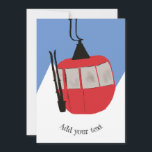 Cartão De Festividades Ilustração Retro de Esqui de Teleférico de Montanh<br><div class="desc">Presente moderno temático de esqui para ele e ela. Padrão de ilustração de gôndola de teleférico de esqui retrô para esquiador. Decoração de casa e presentes temáticos de esqui.</div>