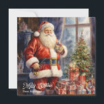Cartão De Festividades Ilustração retrô Papai Noel com presentes<br><div class="desc">A ilustração retrô Papai Noel com presentes Cartões de natal de saudação de Natal, </div>