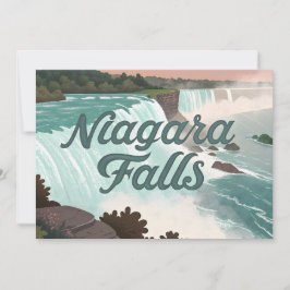 Cartão De Festividades Ilustração Texturizada Vintage das Cataratas do Ni