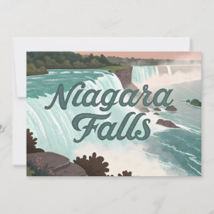 Cartão De Festividades Ilustração Texturizada Vintage das Cataratas do Ni