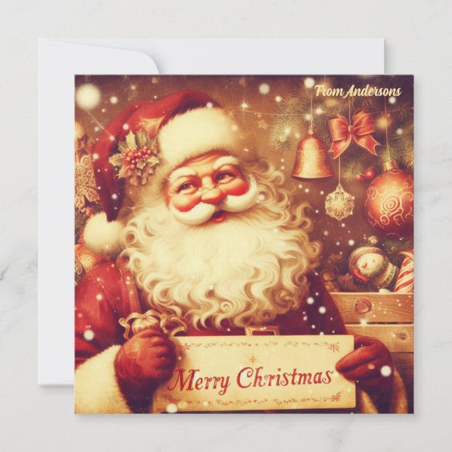 Cartão De Festividades Ilustração tradicional clássica Santa Claus (Frente)