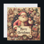 Cartão De Festividades Ilustração tradicional clássica Santa Claus<br><div class="desc">Cartões de natal clássicos de ilustração retrorreflectora tradicional do Papai Noel, </div>