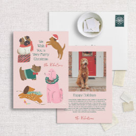 Cartão De Festividades Ilustração Única de Cachorro no Forry Christmas