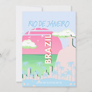 Cartão De Festividades Ilustração Viagem de Arte Azul no Rio de Janeiro