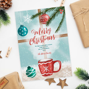 Cartão De Festividades Ilustrações da janela de Natal de cacau bonito