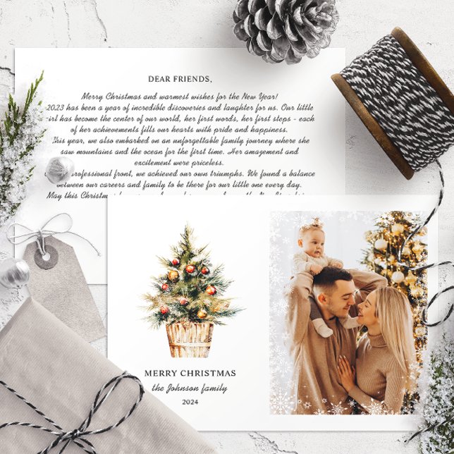 Cartão De Festividades Imagem anual de revisão da família Elegante Feliz  (Criador carregado)