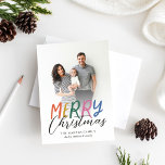 Cartão De Festividades Imagem Colorida de Feliz Cheio de Natal<br><div class="desc">Faça uma declaração de na moda neste feriado com este cartão com fotos festivo e divertido. A parte frontal apresenta o estilo colorido e o texto personalizado. A parte traseira apresenta um padrão de pontos colorido correspondente para um toque especial extra. Por favor, visite minha loja para ver mais cartões...</div>