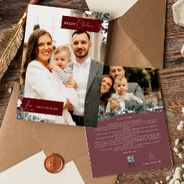 Cartão De Festividades Imagem da Família de Natais vintages Ruby Red Gree