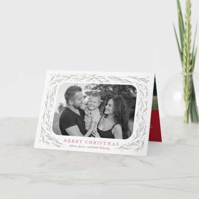 Cartão De Festividades Imagem da newsletter de Natal com borda aquática (Frente)