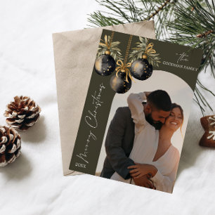 Cartão De Festividades Imagem de Arco de Ornamentos Pretos Dourados Elega