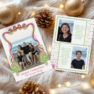 Cartão De Festividades Imagem de Árvores de Natal Confetti Colorida em Ág