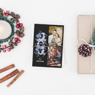 Cartão De Festividades Imagem de Natal de Alegria Branca e Preta Elegante