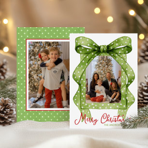 Cartão De Festividades Imagem de Natal do Arco de Bolinhas Verde com Aqua