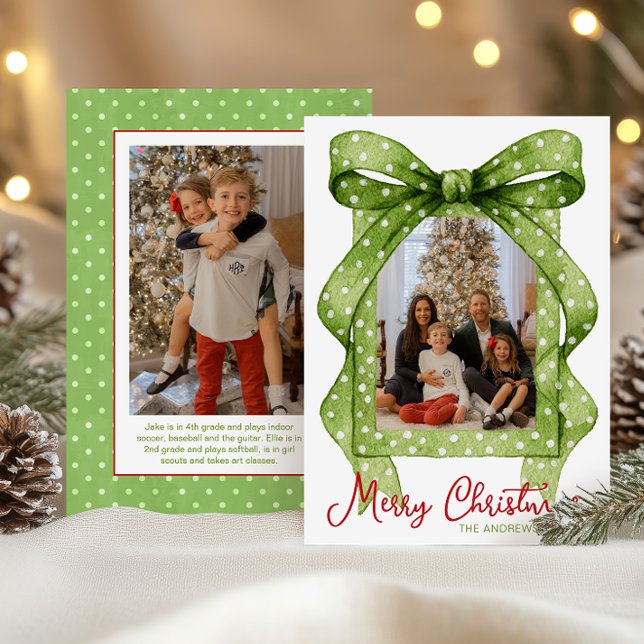 Cartão De Festividades Imagem de Natal do Arco de Bolinhas Verde com Aqua (Criador carregado)