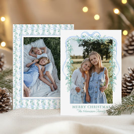 Cartão De Festividades Imagem de Natal do Garland Arco Azul Watercolor