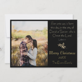 Cartão De Festividades Imagem de Natal Dourada e Negra Religiosa