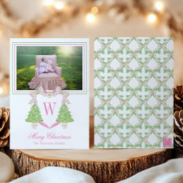 Cartão De Festividades Imagem do Monograma da Árvore de Natal em Aquarela