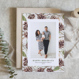 Cartão De Festividades Imagem do Padrão Pinecones da Aquarela