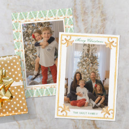 Cartão De Festividades Imagem Dourada do Avô do Natal Watercolor