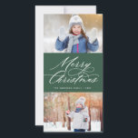 Cartão De Festividades Imagem Elegante de Caligrafia Feliz Natal 2 Foto<br><div class="desc">Este na moda e Cartões de foto de Natal moderno apresenta um elegante roteiro de caligrafia moderno com duas de suas fotos. O reverso tem um padrão de neve em vermelho. Visite o compro para ver mais cartões de natal na moda e elegantes como este!</div>