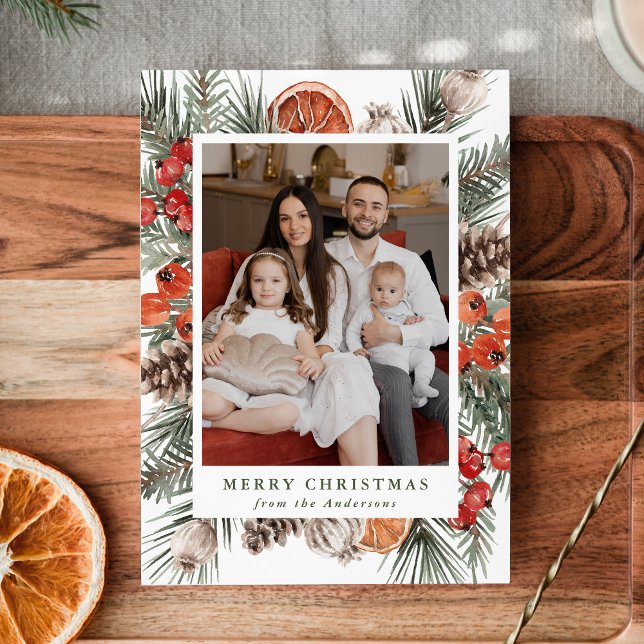 Cartão De Festividades Imagem Elegante De Citros Botânicos (Criador carregado)