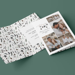 Cartão De Festividades Imagem elegante preta, multifoto de Natal