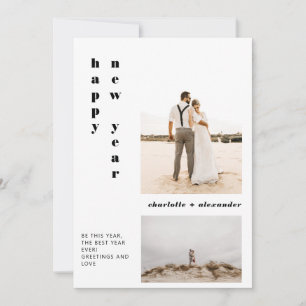 Cartão De Festividades Imagem em negrito moderno, cor-de-rosa, feliz ano